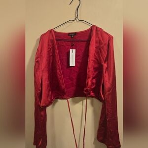 NWT Dynamite Tie Around Red Satin Top